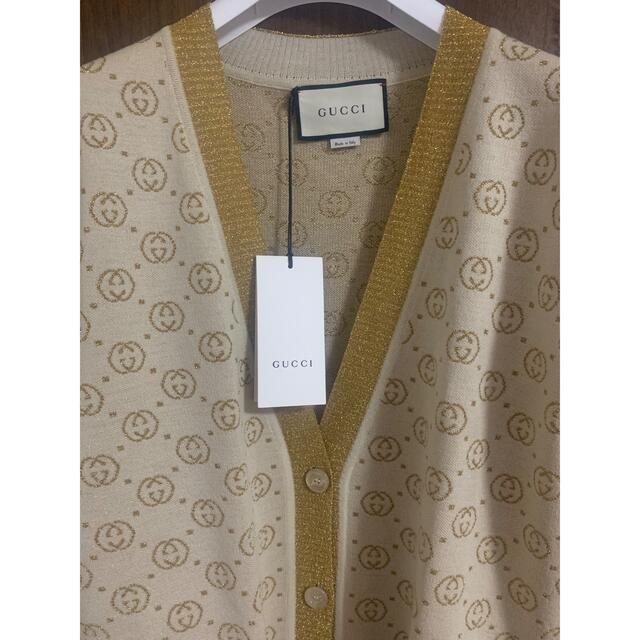 GUCCI - GUCCI グッチ ゴールドラメ入り ラメロゴカーディガンの GUCCI - GUCCI グッチ ゴールドラメ入り ラメロゴカーディガンの