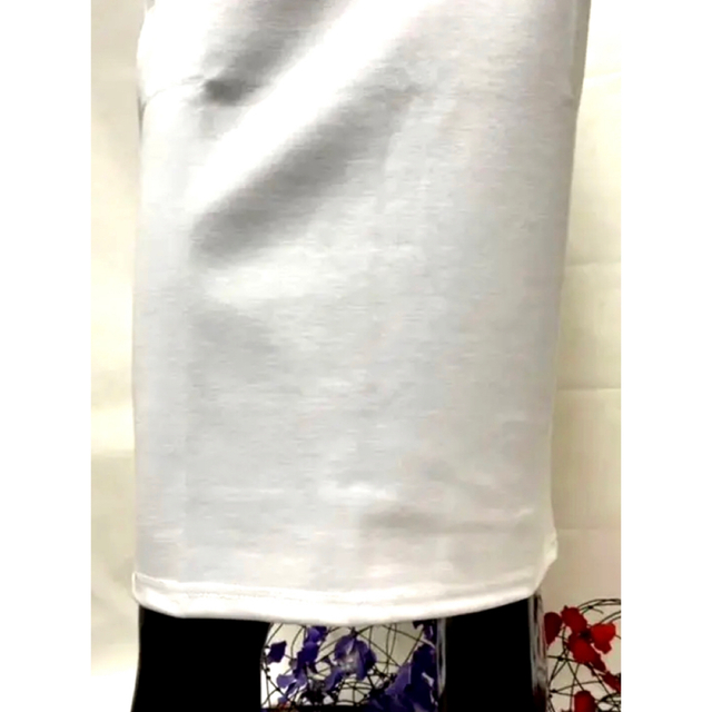 タグ付き　白スカート　ハイウエストスカート　ストレッチスカート　大きめサイズ レディースのスカート(ひざ丈スカート)の商品写真