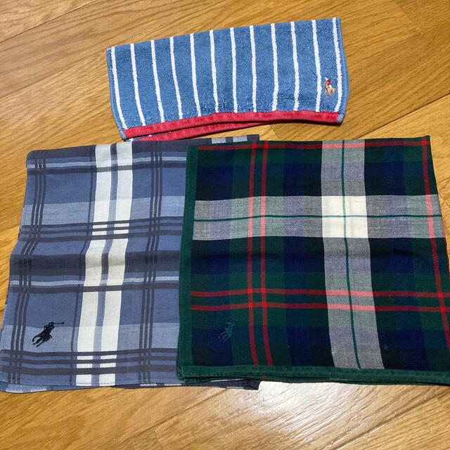 Ralph Lauren(ラルフローレン)のRLラルフローレン Ralph Laurenハンカチ　チーフ3枚セットロゴ刺繍 メンズのファッション小物(ハンカチ/ポケットチーフ)の商品写真