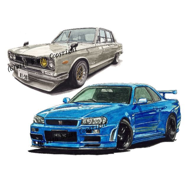 日産 - NC-1417スカイライン/GT-R R34限定版画サイン有額装済作家平右 ...