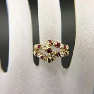 K18 ルビー　ダイヤモンド　リング　0.70ct／0.10ct