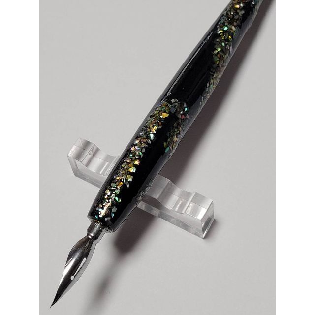 3.研ぎ出し蒔絵模様ペン軸(黒漆塗)特製アートオリジナルペン軸