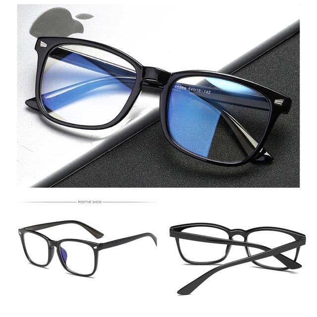ウェリントン メガネ ブルーライトカット 伊達眼鏡 パソコン用 PC用メガネ 黒 メンズのファッション小物(サングラス/メガネ)の商品写真