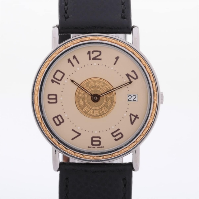 Hermes - エルメス セリエ SS×革   メンズ 腕時計