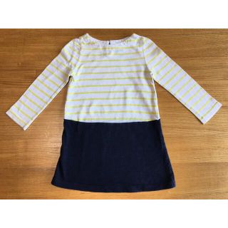 ベビーギャップ(babyGAP)の【美品】babyGAP イエロー 黄色 ボーダー 長袖 ワンピース 90cm(ワンピース)