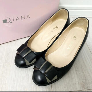 DIANA - 美品！ダイアナ　DIANA 22.0 ブラック　日本製　パンプス　リボン