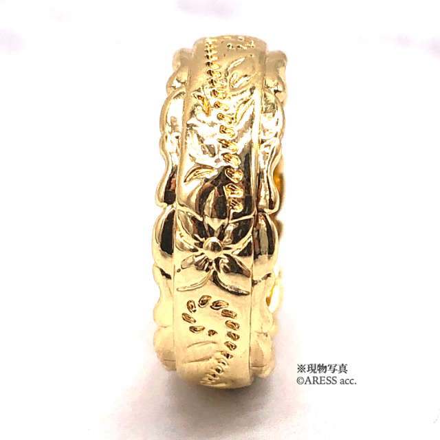 高級 14K ハワイアンジュエリー リング 指輪 ゴールド 19号 花柄 刻印 レディースのアクセサリー(リング(指輪))の商品写真