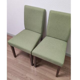 ダイニングチェア　2脚セット　（美品）グリーン(ダイニングチェア)