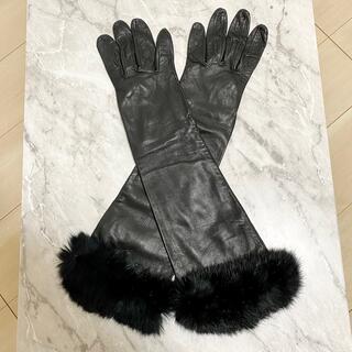 ランバン(LANVIN)のLANVINのレザーロンググローブ　ファー付き　本革手袋(手袋)