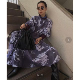 アメリヴィンテージ(Ameri VINTAGE)のAmeri RUBBER PAINT ART SHEER DRESS(ロングワンピース/マキシワンピース)