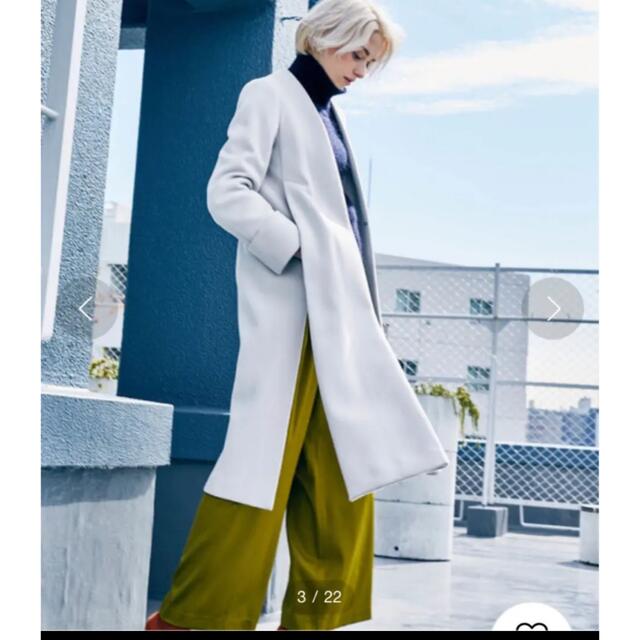 美品】CITY サイドスリットノーカラーコート STUDIOUS グレージュ