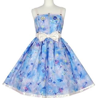 アンジェリックプリティー(Angelic Pretty)の激安‼️GALAXY　cocktail　未使用　jsk  バレッタ　サックス(ひざ丈ワンピース)