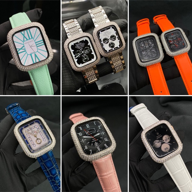 Apple Watch(アップルウォッチ)の最新45mm41mm用CZカスタムベゼル　アップルウォッチシリーズ78専用 メンズの時計(その他)の商品写真