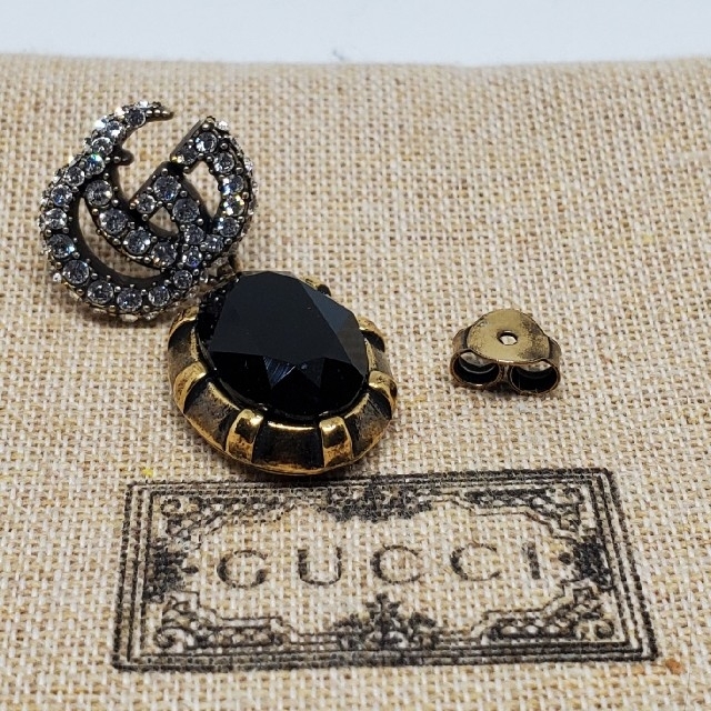 BTSテテ着用 超レア美品】GUCCI ダブルGブラッククリスタル付ピアス