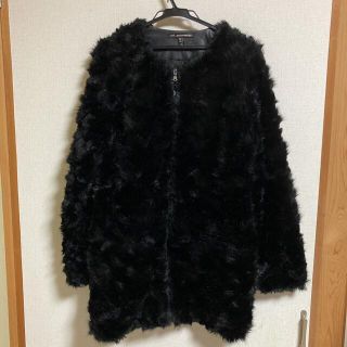 ザラ(ZARA)のZARAファーコート　レディースL 黒(毛皮/ファーコート)