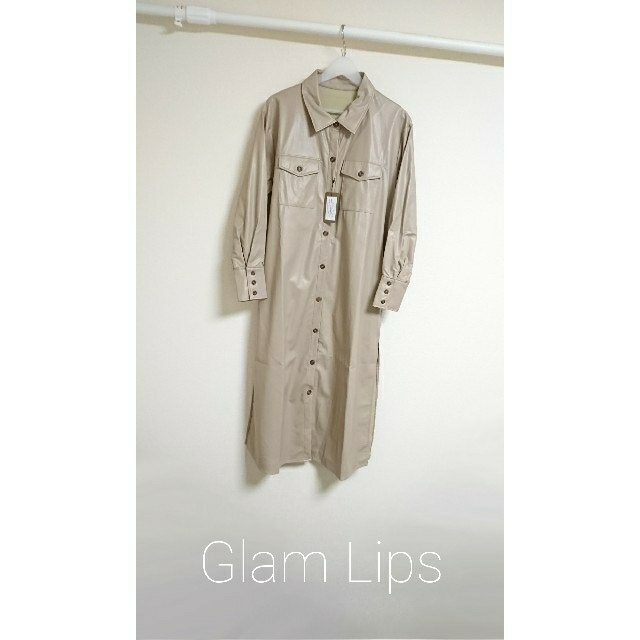 room306 CONTEMPORARY(ルームサンマルロクコンテンポラリー)の新品 完売品 Glam lips エコレザー ロングシャツ ジャケット レディースのジャケット/アウター(ロングコート)の商品写真