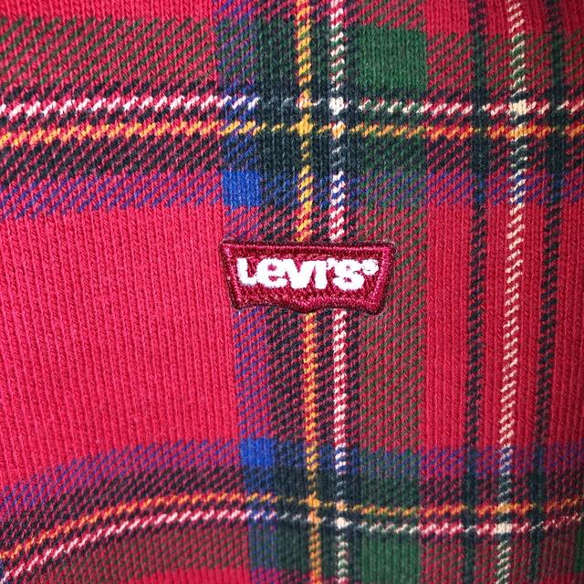 Levi's(リーバイス)の希少 90s リーバイス パーカー 刺繍ロゴ チェック柄 赤色 S 美品 メンズのトップス(パーカー)の商品写真