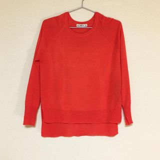 ザラ(ZARA)のザラ ZARA  オレンジ 薄手ニット  長袖 ラウンドネック(ニット/セーター)