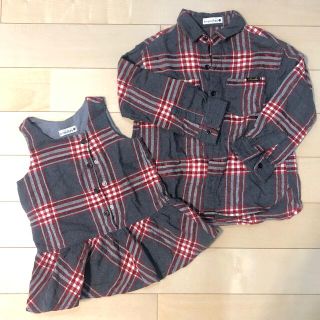 ブランシェス(Branshes)のBranshes 兄妹リンクコーデ　シャツ110 ワンピース80(Tシャツ/カットソー)