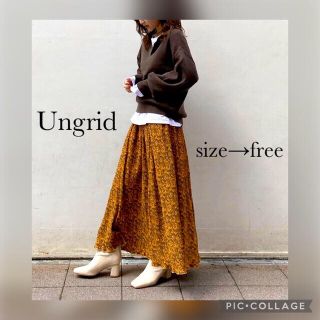 アングリッド(Ungrid)のUngrid/アングリッド/フラワープリントランダムプリーツマキシスカート/美品(ロングスカート)