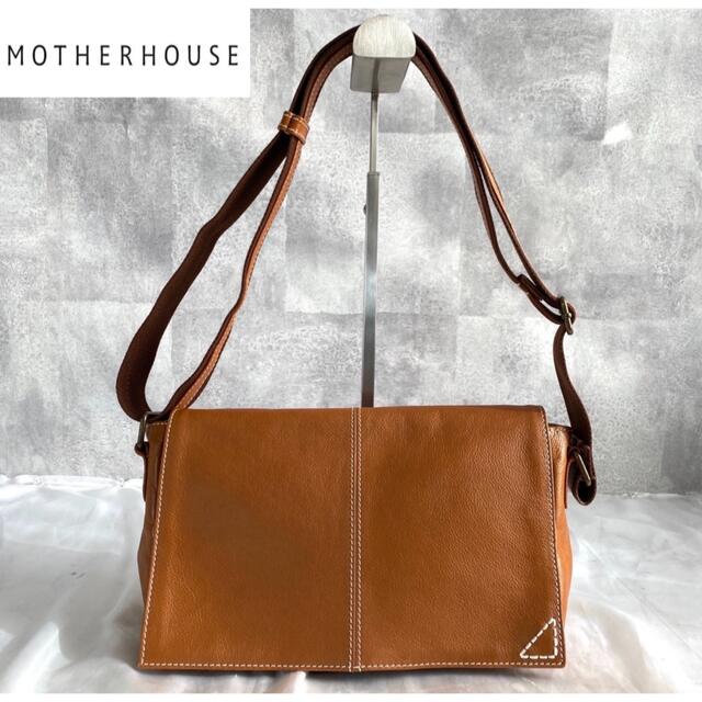 美品】MOTHER HOUSE マザーハウス レザー ブラウンショルダーバッグ