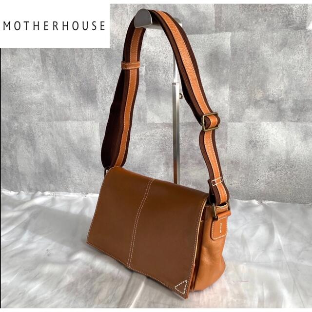 MOTHERHOUSE(マザーハウス)の【美品】MOTHER HOUSE マザーハウス レザー ブラウンショルダーバッグ レディースのバッグ(ショルダーバッグ)の商品写真