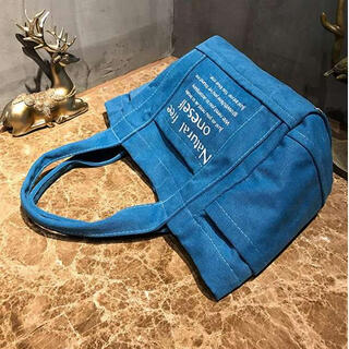 ♥新品送料込み♥　blue　青　ロゴトート　キャンバス　大容量(マザーズバッグ)