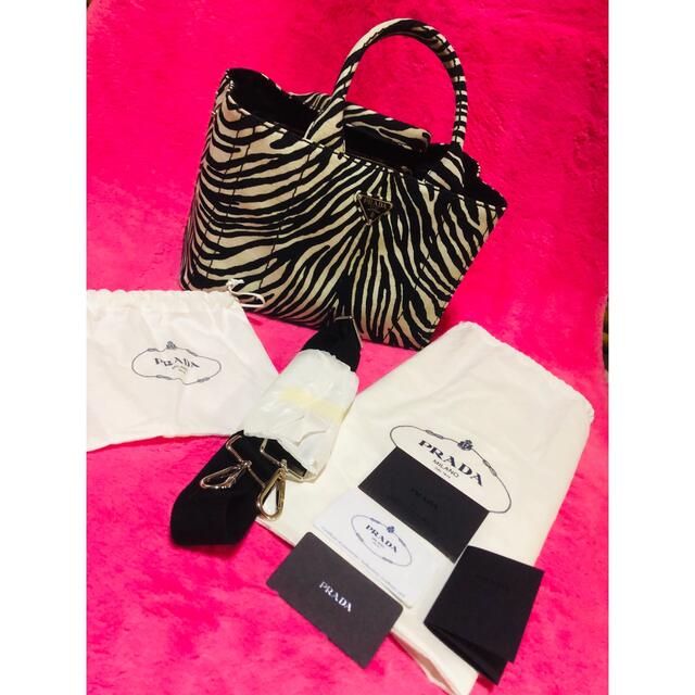割引購入 PRADA - sizeモデル❤︎ S プラダ CANAPA新品!zebra‼︎超