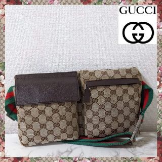 グッチ(Gucci)のGUCCI  ウエストバッグ 28566 GG柄キャンバス ブラウン(ボディバッグ/ウエストポーチ)