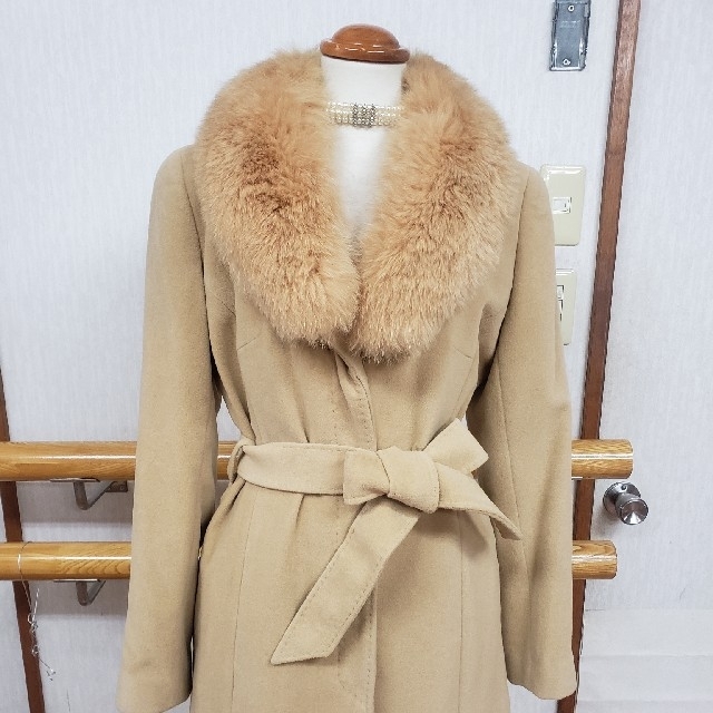 ケミスト アンゴラ100%ロングコート ブルーフォックスファー 美品
