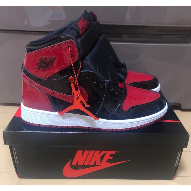 Nike GS Air Jordan 1 High OG Patent Bredレディース