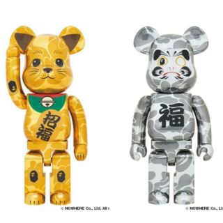 メディコムトイ(MEDICOM TOY)のBE@RBRICK BAPE 招き猫 金メッキ&達磨 銀メッキ 1000%SET(フィギュア)