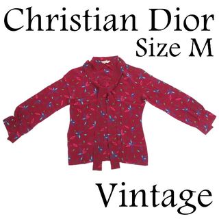 クリスチャンディオール(Christian Dior)の ディオール ヴィンテージ #M 幾何学 シルク 長袖 ボタン シャツ ブラウス(シャツ/ブラウス(長袖/七分))