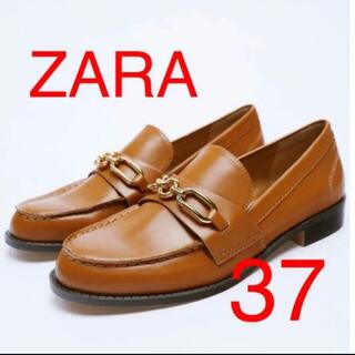 ザラ(ZARA)のZARA　メタルバックルローファー　ブラウン　37　完売(ローファー/革靴)