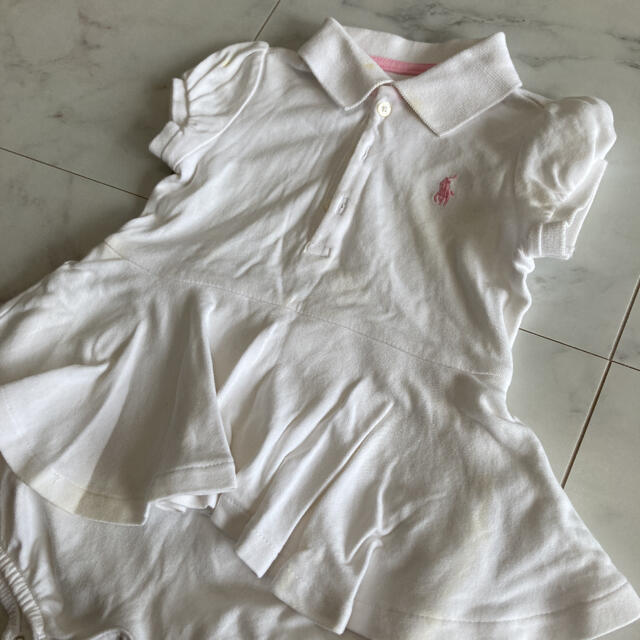 Ralph Lauren(ラルフローレン)のラルフローレン ワンピース ロンパース　女の子　ホワイト　着用少なめ キッズ/ベビー/マタニティのベビー服(~85cm)(ロンパース)の商品写真