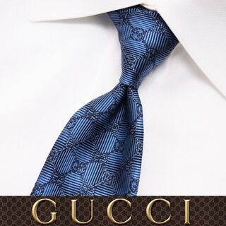 グッチ(Gucci)の【56】 GUCCI グッチ ブルー SILK ネクタイ(ネクタイ)