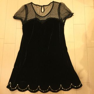 セシルマクビー(CECIL McBEE)の【美品】おしゃれ ベロアスカラップワンピース(ひざ丈ワンピース)