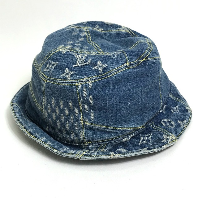 LOUIS VUITTON(ルイヴィトン)のルイヴィトン LOUIS VUITTON ボネ・デニム LV MADE MP3242 NIGO コラボ 帽子 ハット コットン ブルー/ブラウン 美品 メンズの帽子(ハット)の商品写真