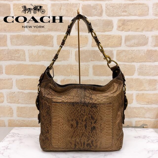 美品 数回 定9万程 希少 ＣＯＡＣＨ パイソン型押 ハンド ショルダー