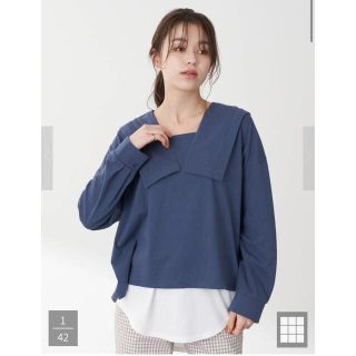 セーラーカラー　プルオーバー　トップス　ビッグ襟　春服　新品未使用　タグ付き(カットソー(長袖/七分))