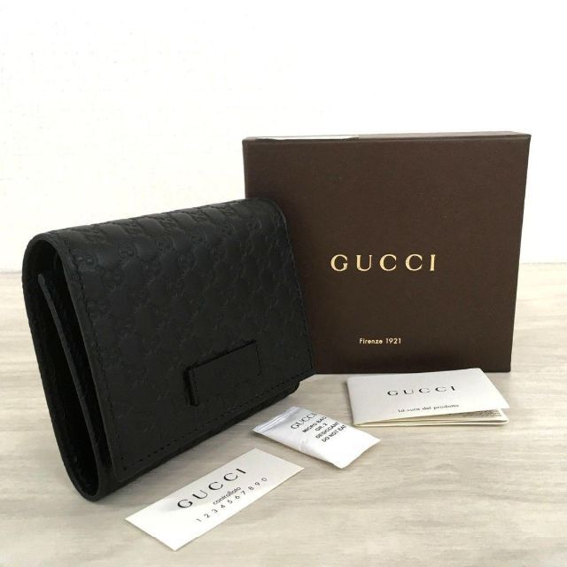 Gucci - 未使用品 GUCCI 三つ折り財布 ブラック レザー 191
