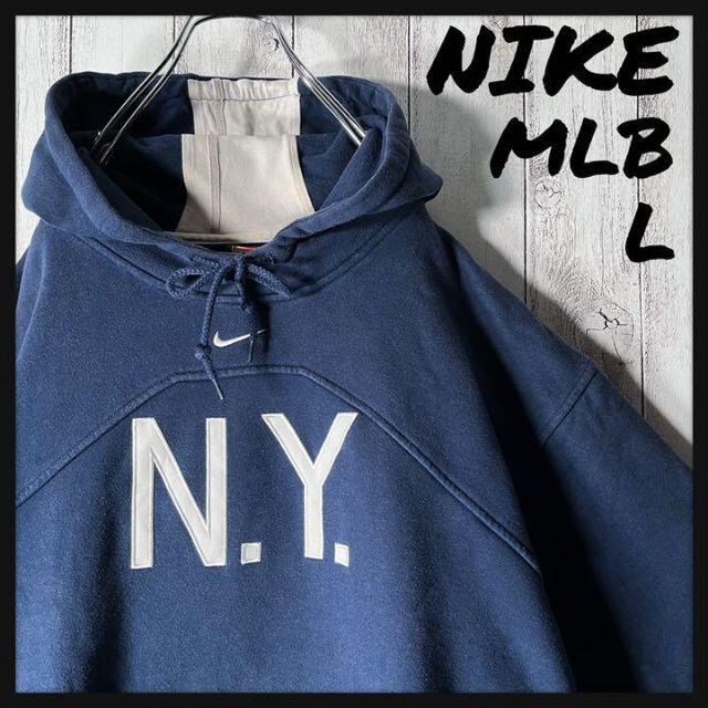 MLB L】ナイキ NY ヤンキース 刺繍ロゴ スウェット パーカー 紺 - トップス MLB L】ナイキ NY ヤンキース 刺繍ロゴ スウェット パーカー 紺 - トップス