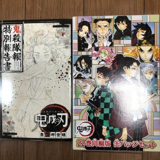 鬼滅の刃　缶バッジ＋特別報告書(キャラクターグッズ)