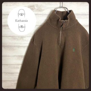 希少サイズ☆ポロラルフローレン 刺繍ロゴ ハーフジップ スウェット XXL