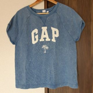 ギャップ(GAP)のGAP　ギャップ　スウェット　トレーナー　フレンチスリーブ　ヤシの木　ブルー(トレーナー/スウェット)