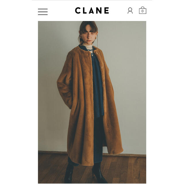 STUDIOUS(ステュディオス)のCLANE NO COLLAR LICO FUR COAT BEIGE サイズ1 レディースのジャケット/アウター(ロングコート)の商品写真