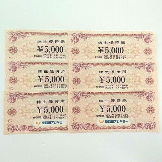 早稲田アカデミー 株主優待券 ６枚セット 30,000円分 www.hidrotemp.com