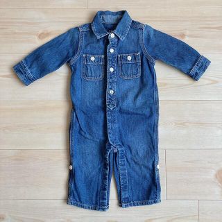 ベビーギャップ(babyGAP)のbabyGAP 6-12 デニム ロンパース 前開き(カバーオール)