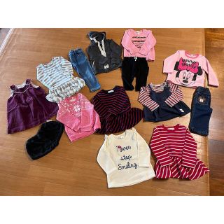 女の子90-95冬服まとめ売り＋タイツ＋ダウン(ワンピース)