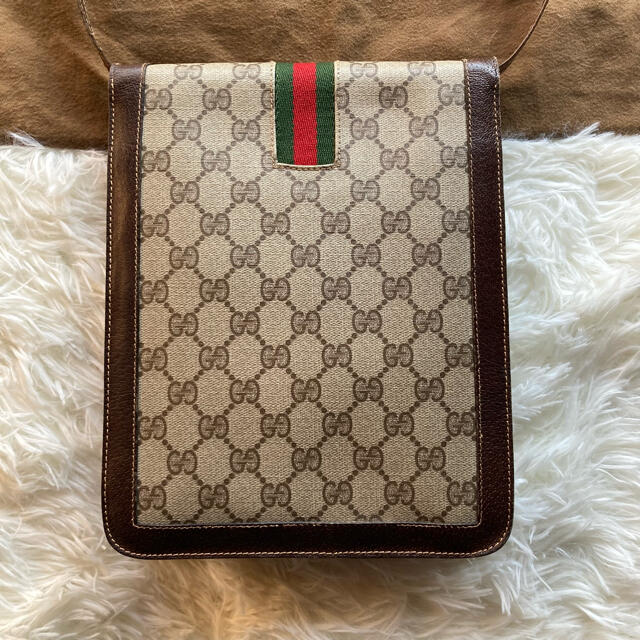 Gucci(グッチ)のグッチ　ショルダーバッグ　シェリーライン　PVC レザー　ブラウン　GG柄 レディースのバッグ(ショルダーバッグ)の商品写真